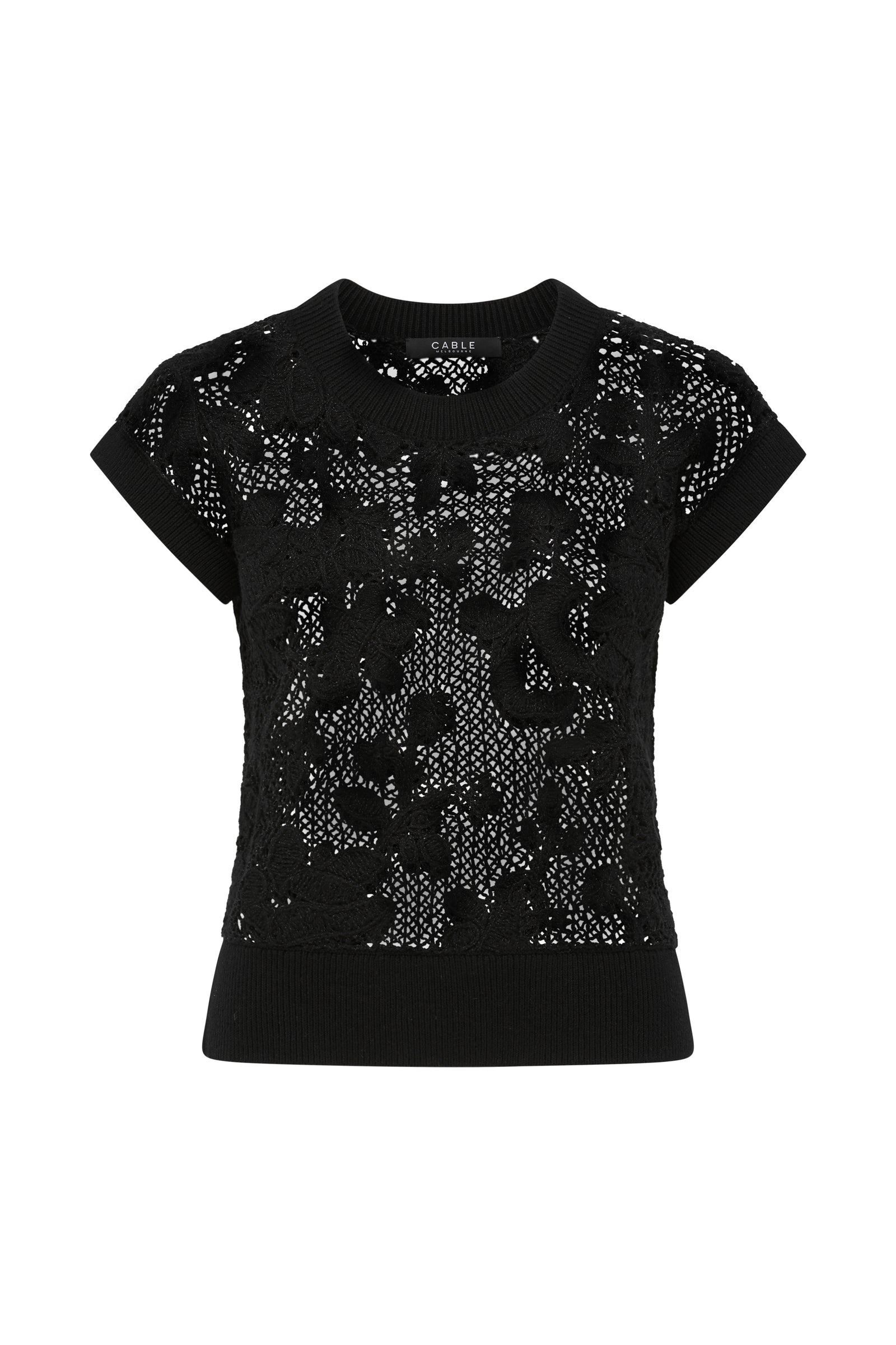Shadow Lace Knit Top - Black – Cable Melbourne