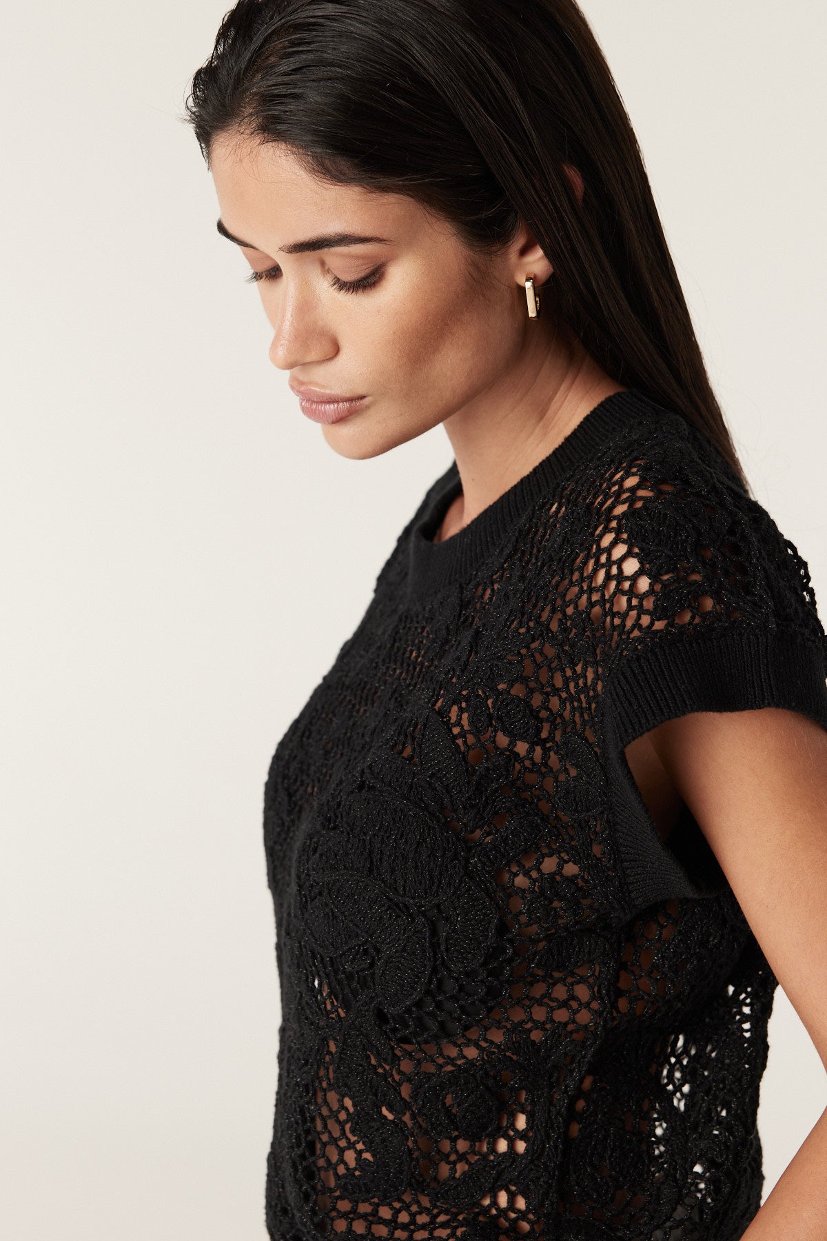 Shadow Lace Knit Top - Black – Cable Melbourne