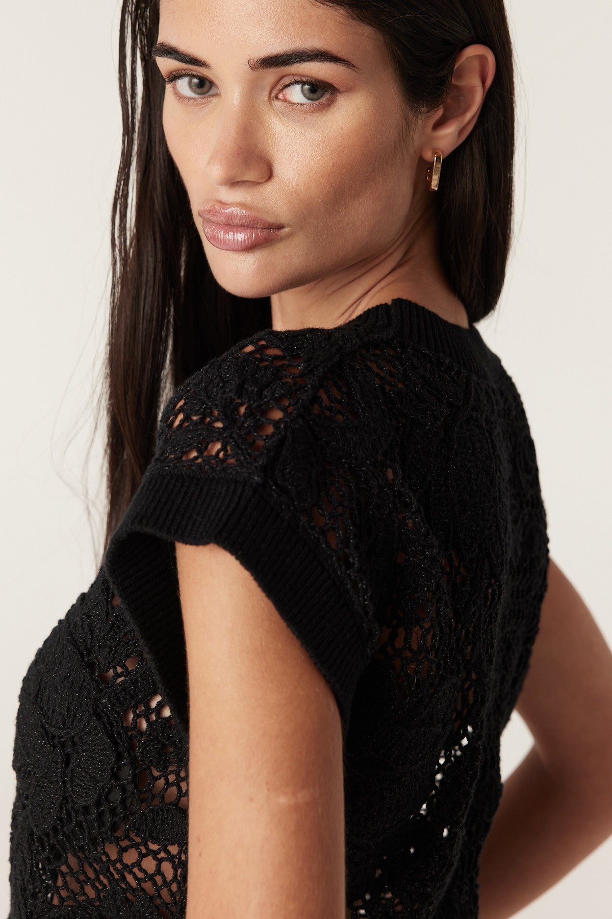 Shadow Lace Knit Top - Black – Cable Melbourne