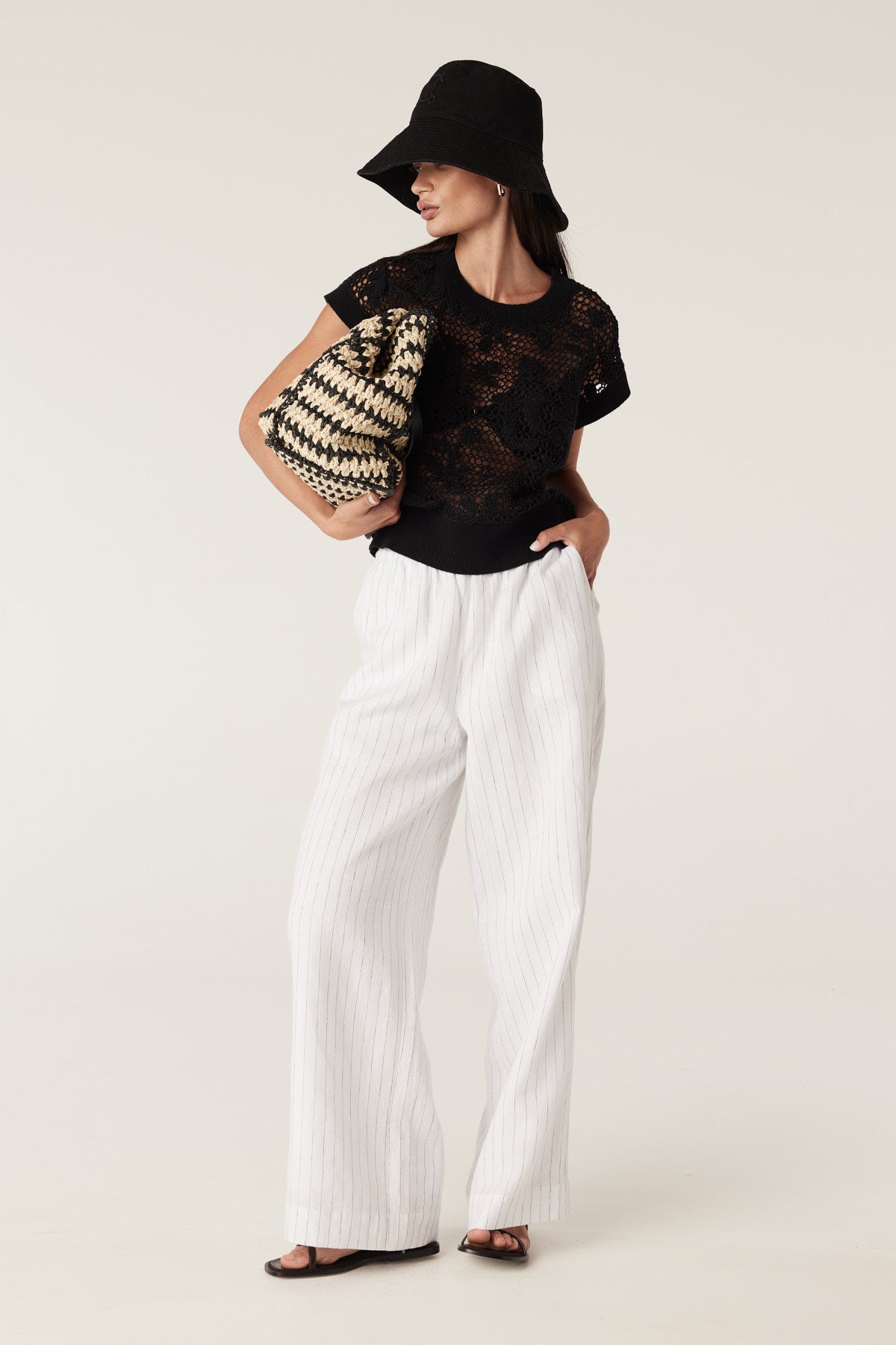 Shadow Lace Knit Top - Black – Cable Melbourne