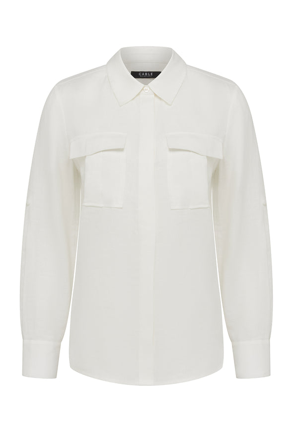 Sands Linen Shirt - White-Shirts-Cable Melbourne