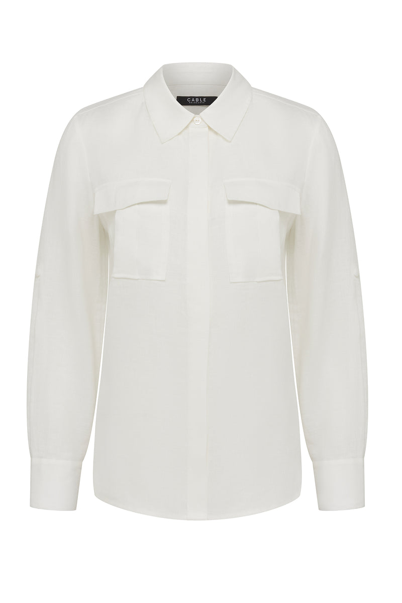 Sands Linen Shirt - White-Shirts-Cable Melbourne
