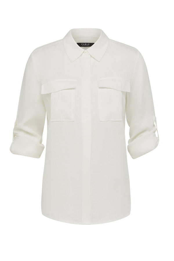 Sands Linen Shirt - White-Shirts-Cable Melbourne