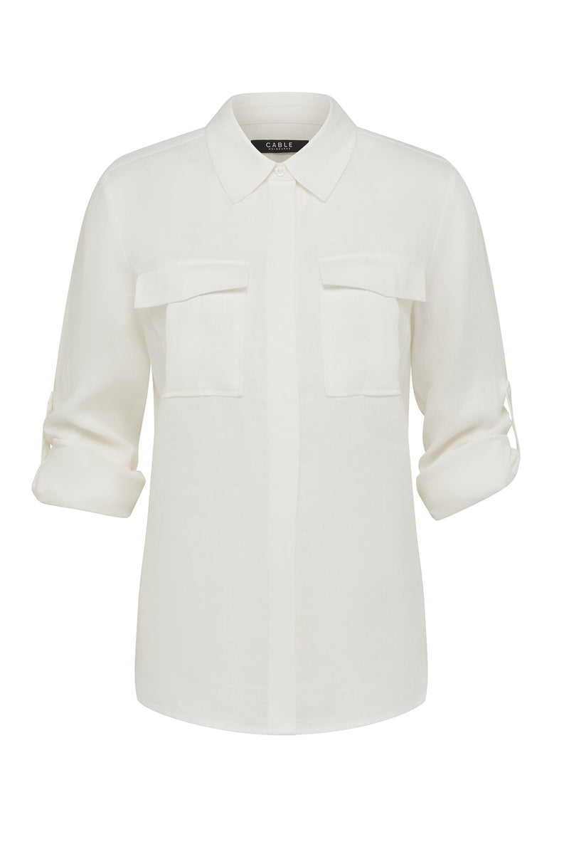 Sands Linen Shirt - White-Shirts-Cable Melbourne