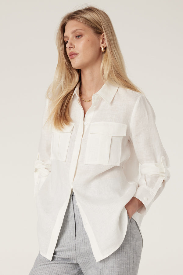 Sands Linen Shirt - White-Shirts-Cable Melbourne