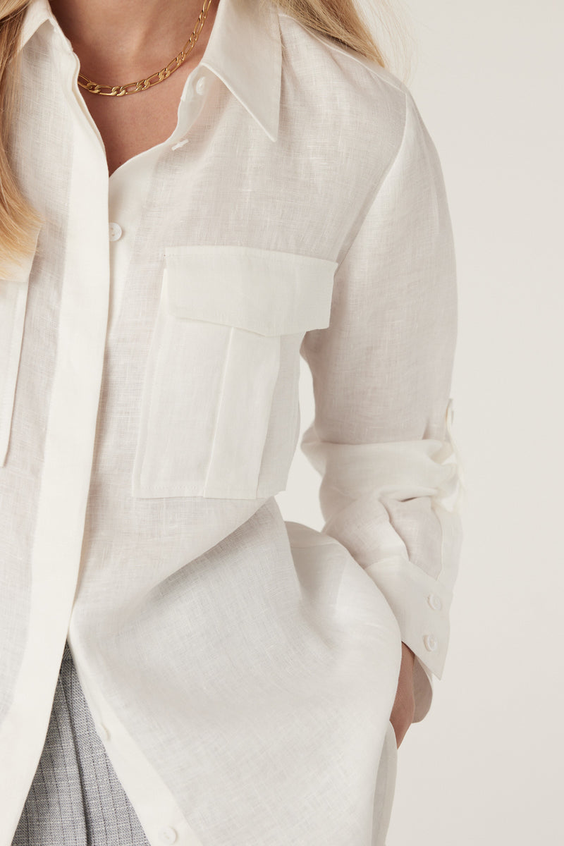 Sands Linen Shirt - White-Shirts-Cable Melbourne