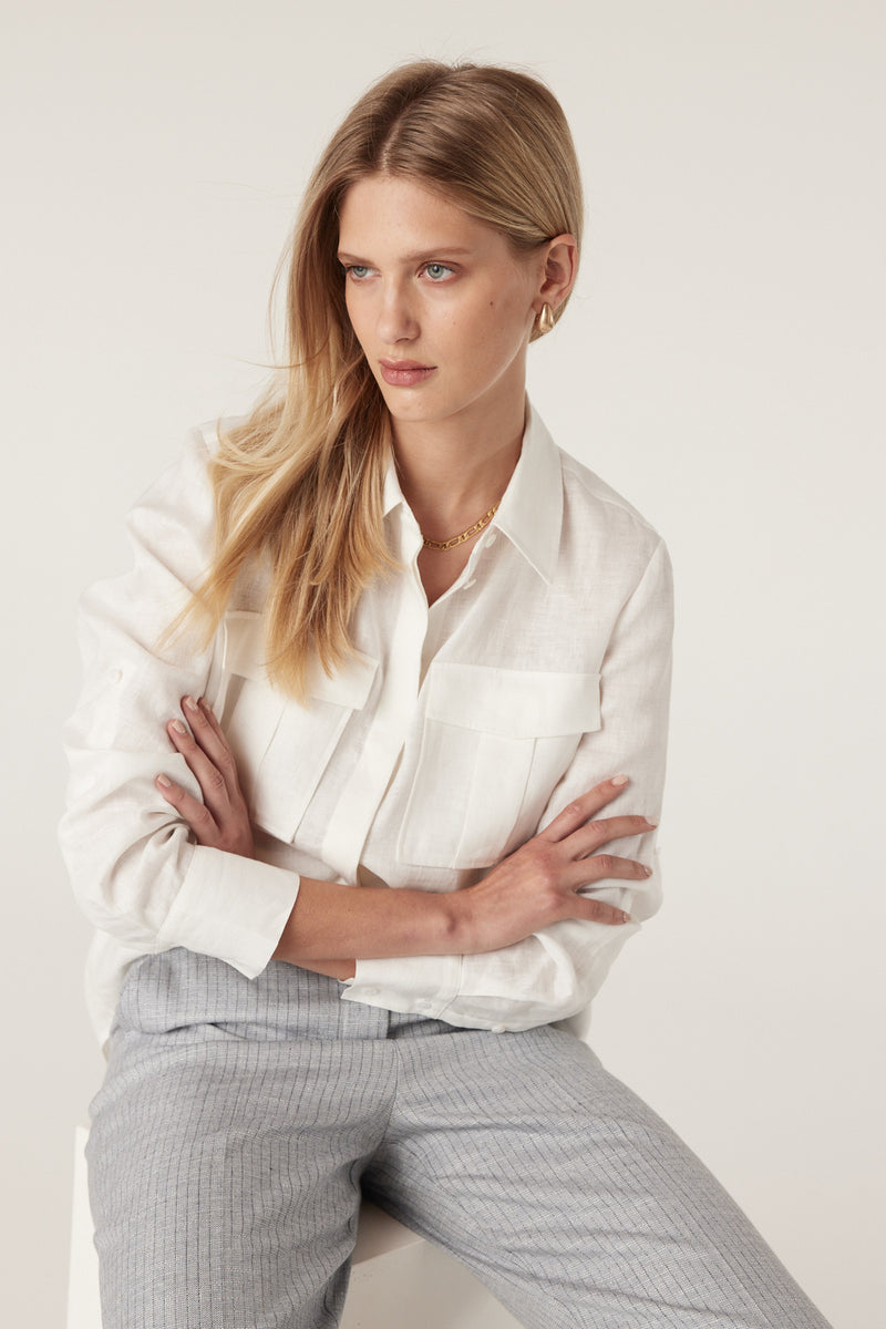 Sands Linen Shirt - White-Shirts-Cable Melbourne