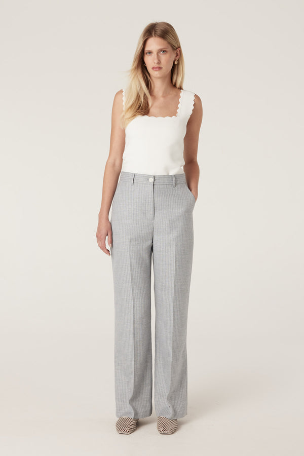 Ivy Linen Pant - Blue Pinstripe-Pants-Cable Melbourne