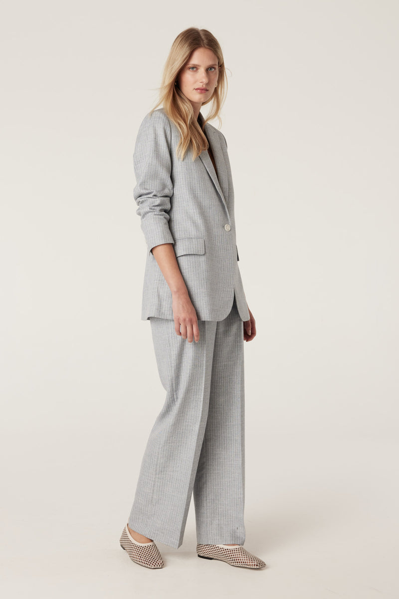 Ivy Linen Pant - Blue Pinstripe-Pants-Cable Melbourne