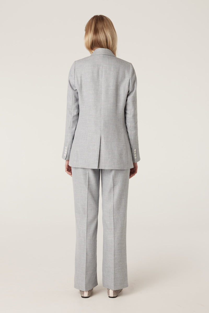 Ivy Linen Pant - Blue Pinstripe-Pants-Cable Melbourne