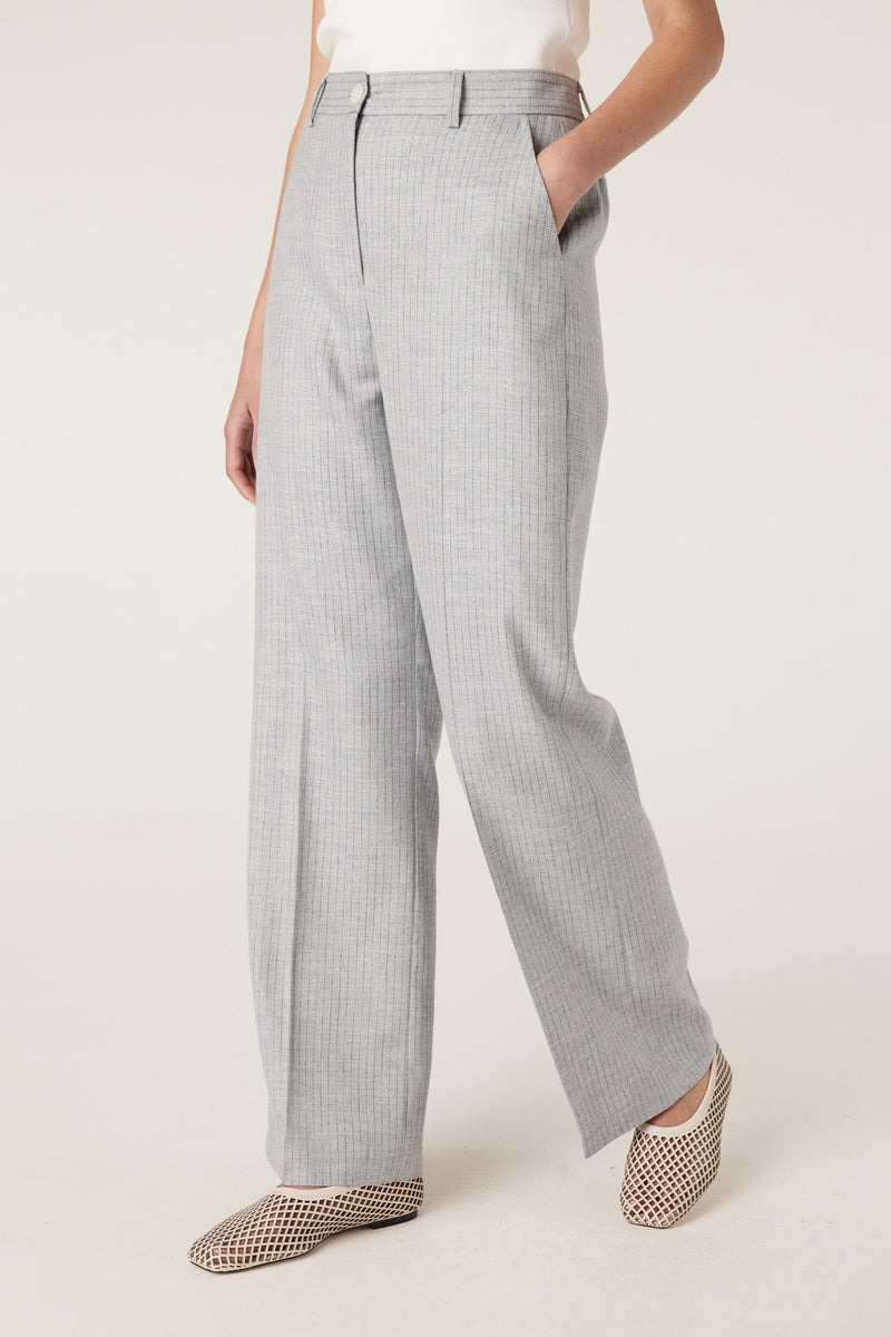 Ivy Linen Pant - Blue Pinstripe-Pants-Cable Melbourne