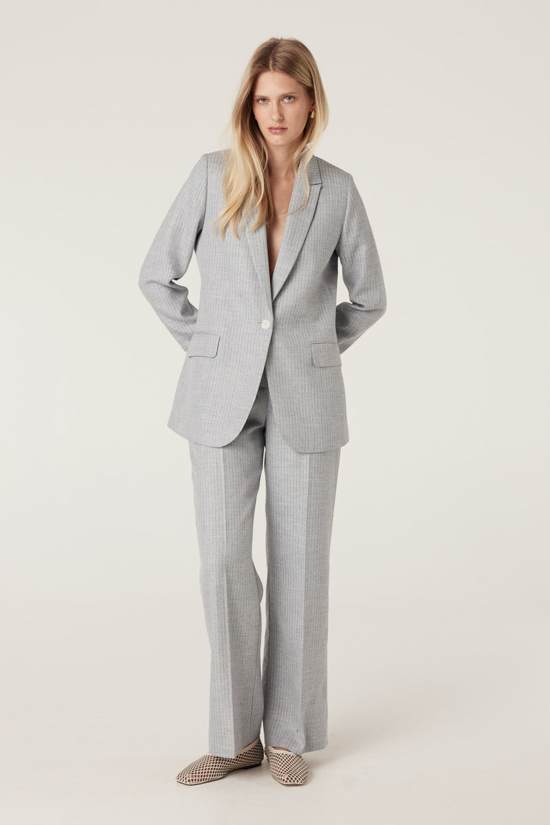 Ivy Linen Pant - Blue Pinstripe-Pants-Cable Melbourne