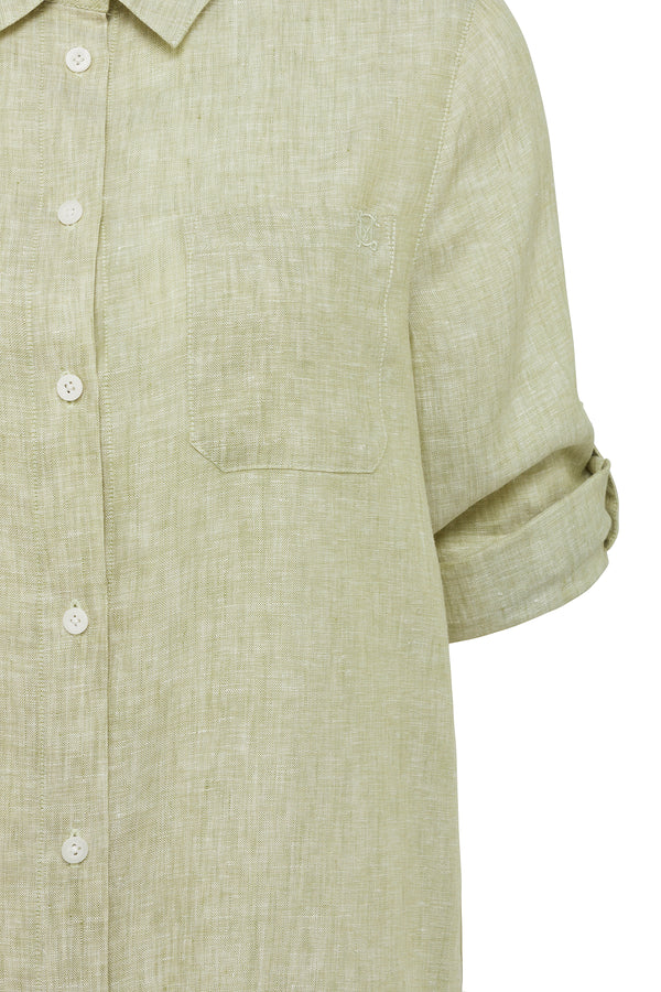 Pure Linen Shirt Dress - Pistachio-Dresses-Cable Melbourne
