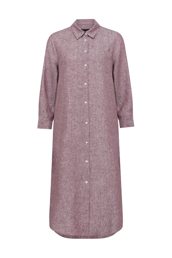 Pure Linen Shirt Dress - Berry-Dresses-Cable Melbourne