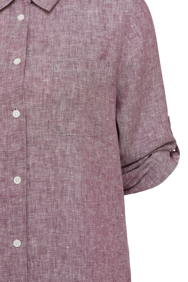 Pure Linen Shirt Dress - Berry-Dresses-Cable Melbourne