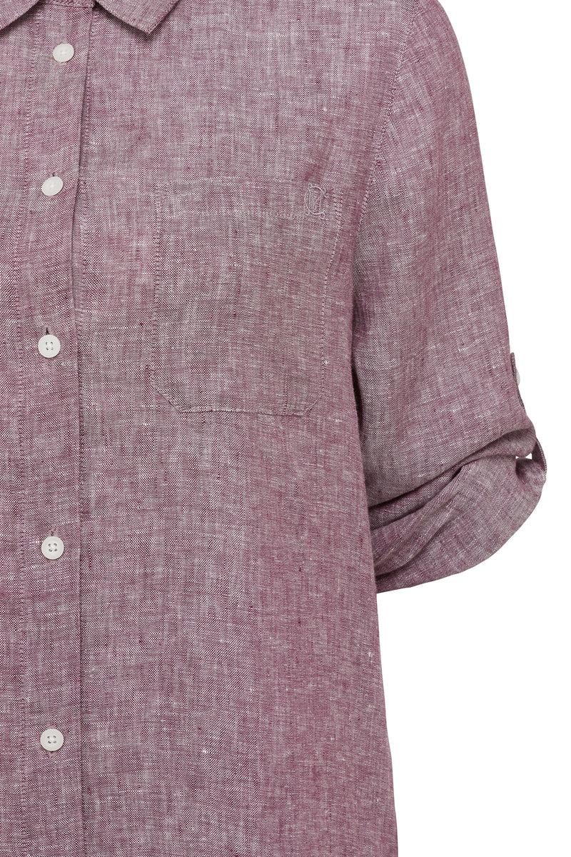 Pure Linen Shirt Dress - Berry-Dresses-Cable Melbourne