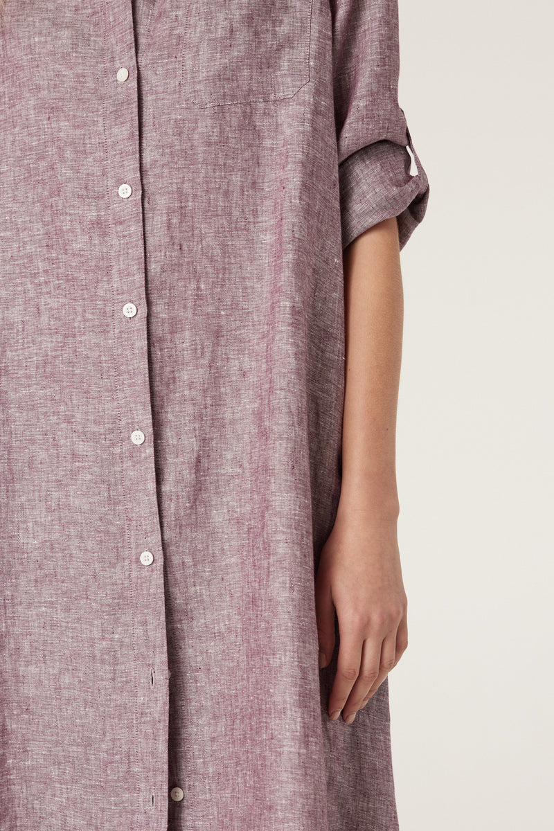 Pure Linen Shirt Dress - Berry-Dresses-Cable Melbourne