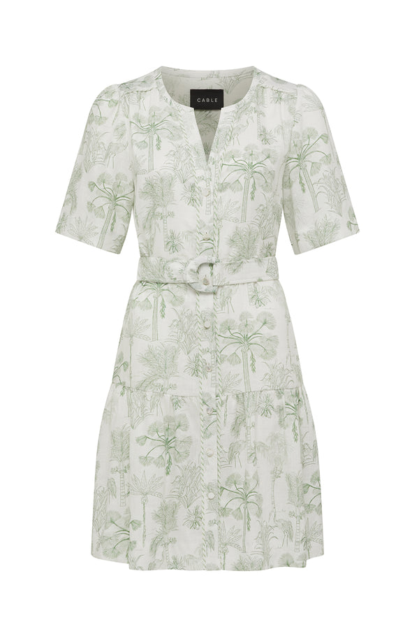 Gracie Linen Dress - Palm Print-Dresses-Cable Melbourne