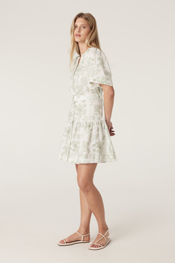 Gracie Linen Dress - Palm Print-Dresses-Cable Melbourne
