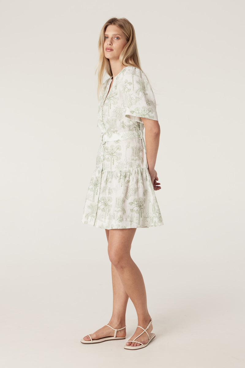 Gracie Linen Dress - Palm Print-Dresses-Cable Melbourne