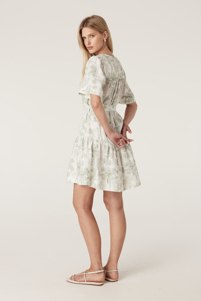 Gracie Linen Dress - Palm Print-Dresses-Cable Melbourne
