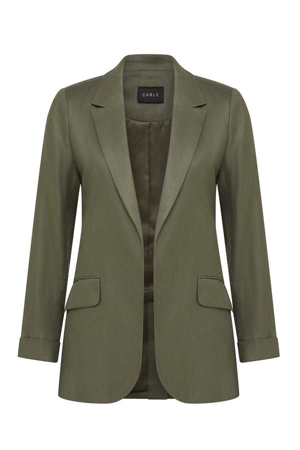 Cruz Linen Blazer - Khaki-Jackets-Cable Melbourne