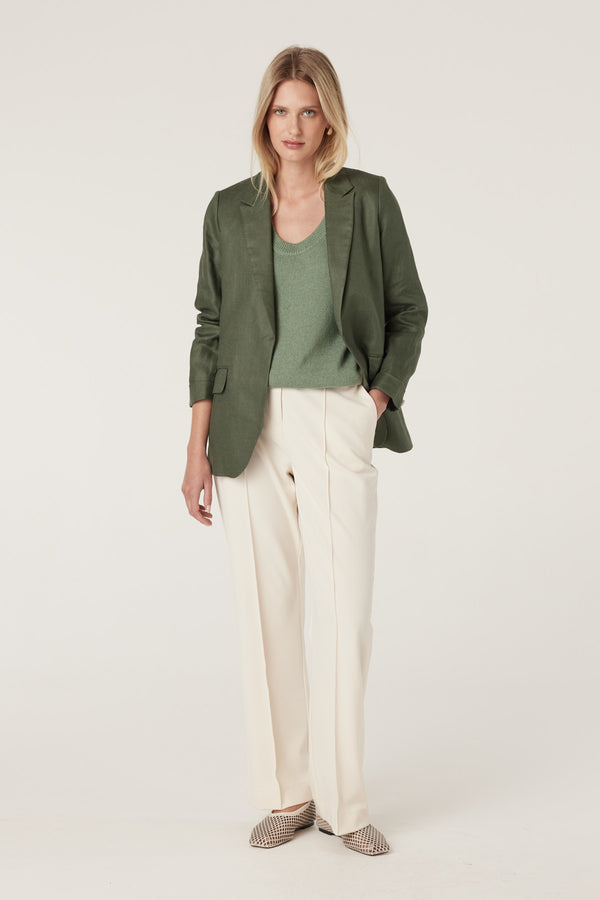 Cruz Linen Blazer - Khaki-Jackets-Cable Melbourne