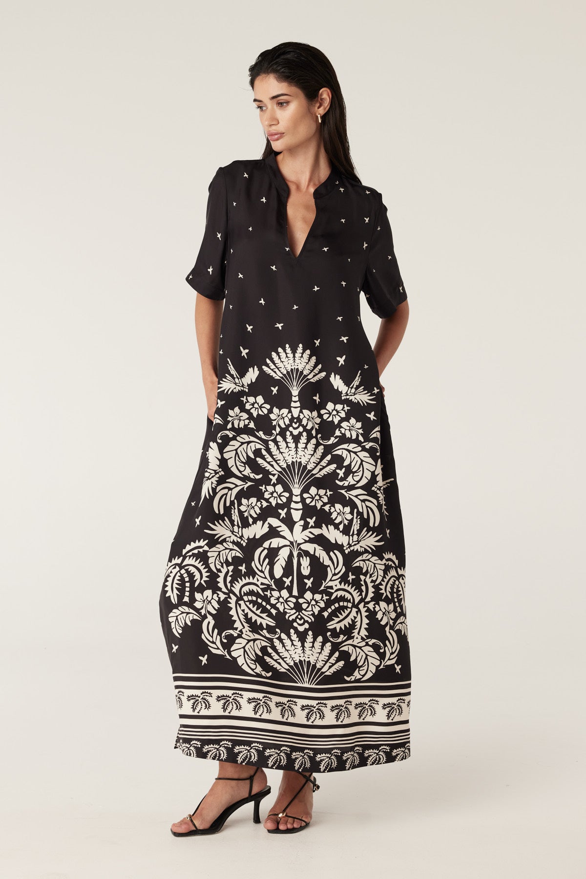 Twilight Kaftan - Black Palm Print – Cable Melbourne