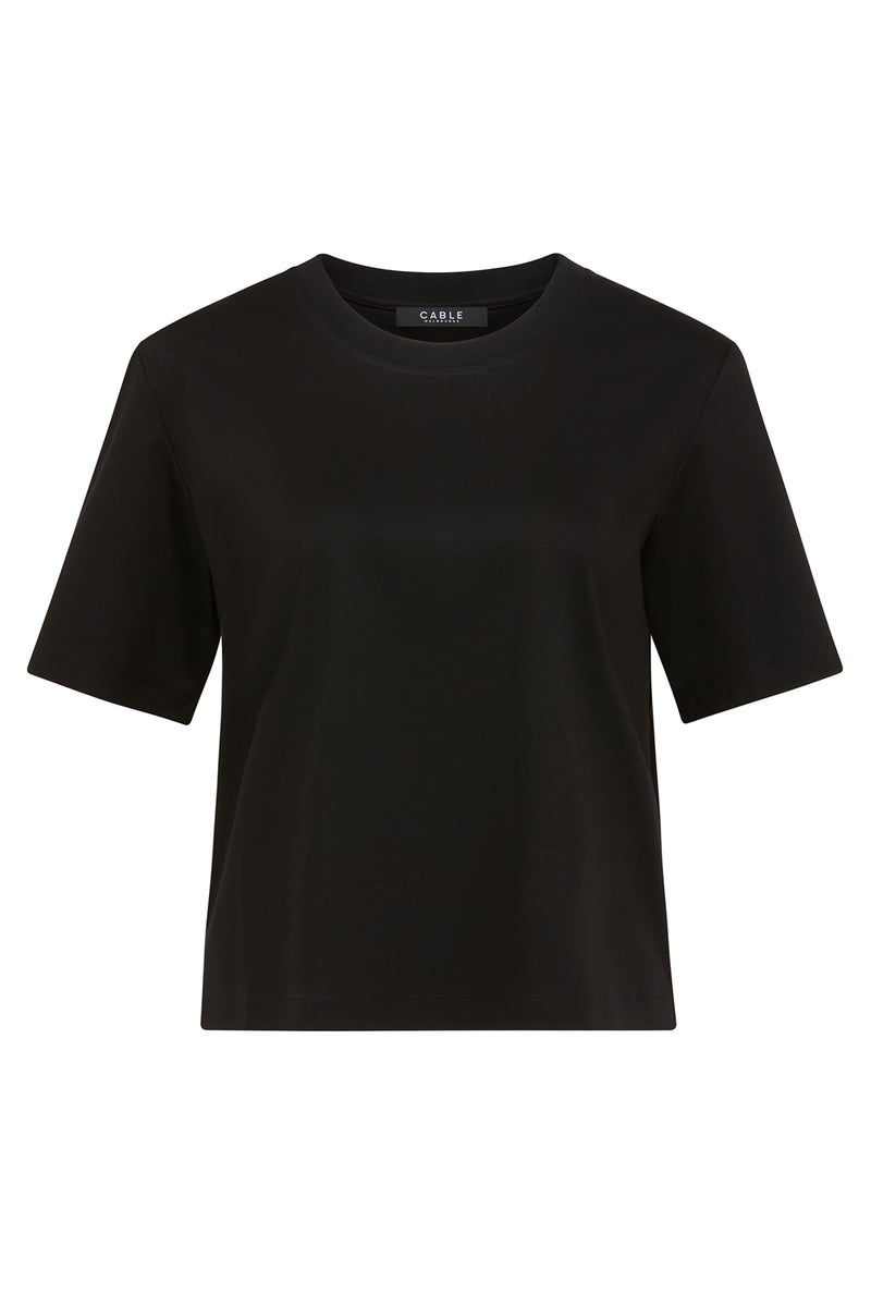 Pima Boxy Tee - Black-Basics-Cable Melbourne