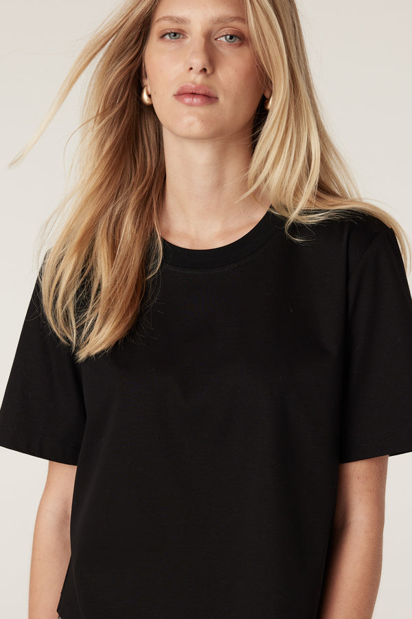 Pima Boxy Tee - Black-Basics-Cable Melbourne