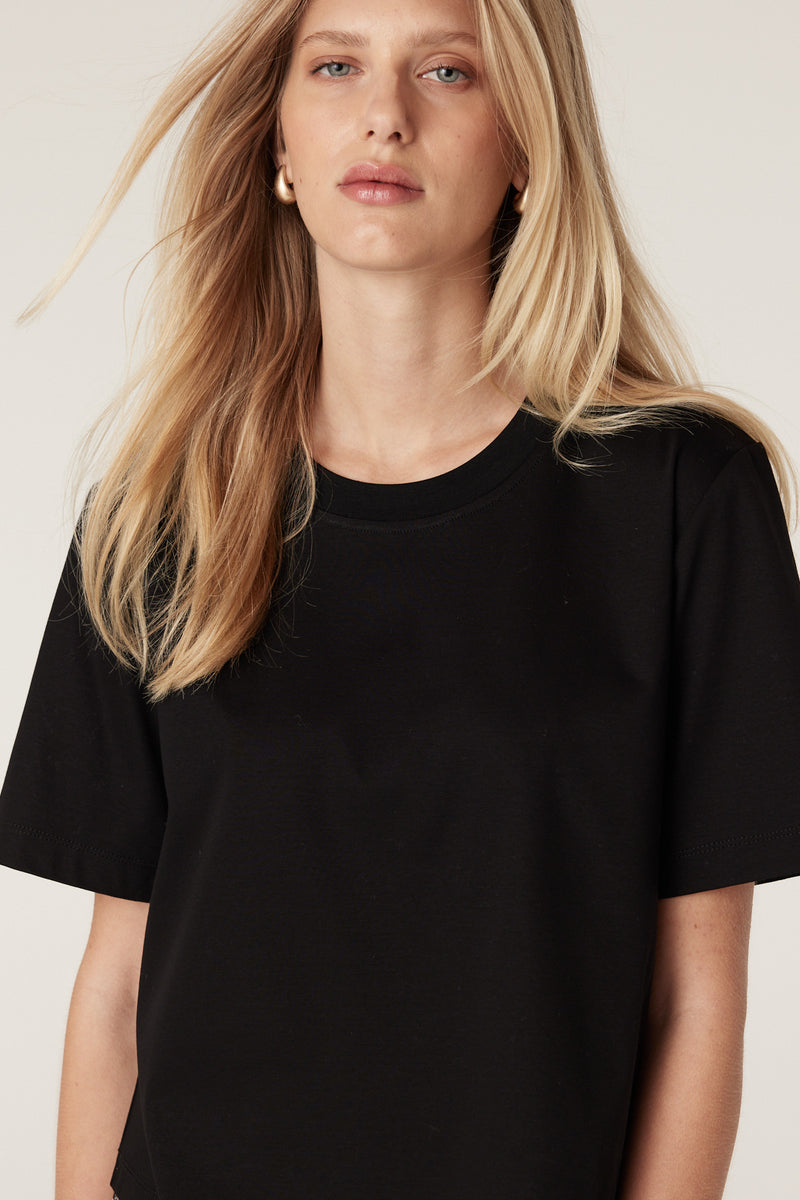 Pima Boxy Tee - Black-Basics-Cable Melbourne