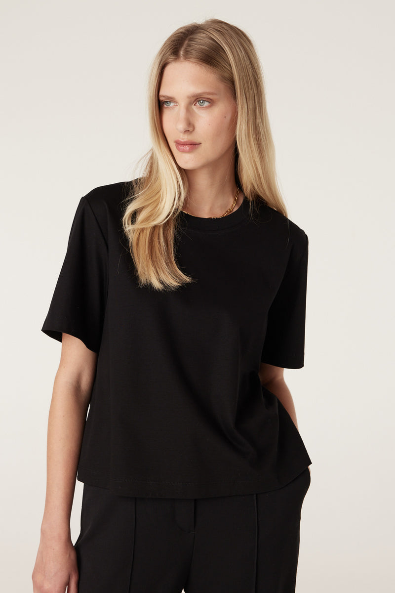 Pima Boxy Tee - Black-Basics-Cable Melbourne