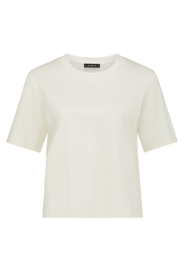 Pima Boxy Tee - Ecru-Basics-Cable Melbourne