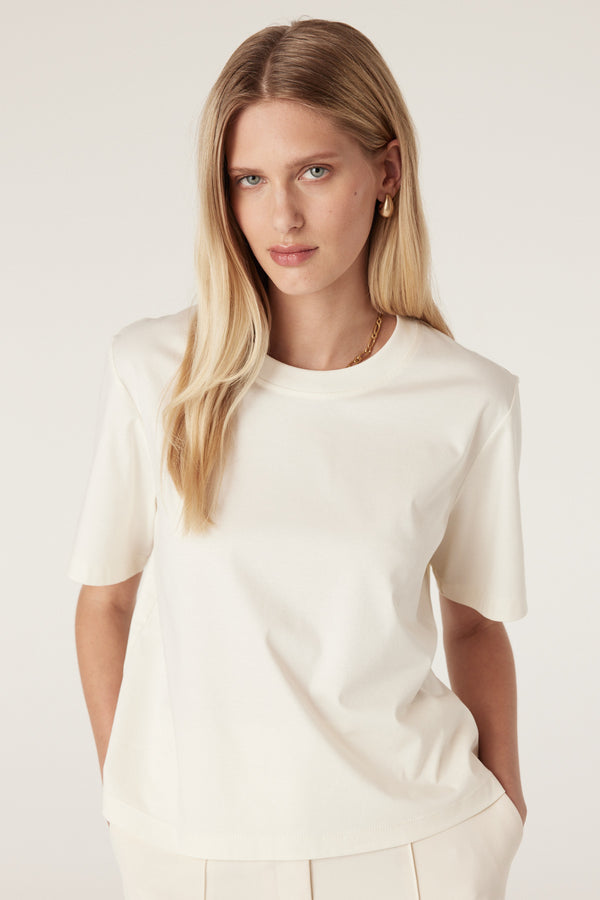 Pima Boxy Tee - Ecru-Basics-Cable Melbourne