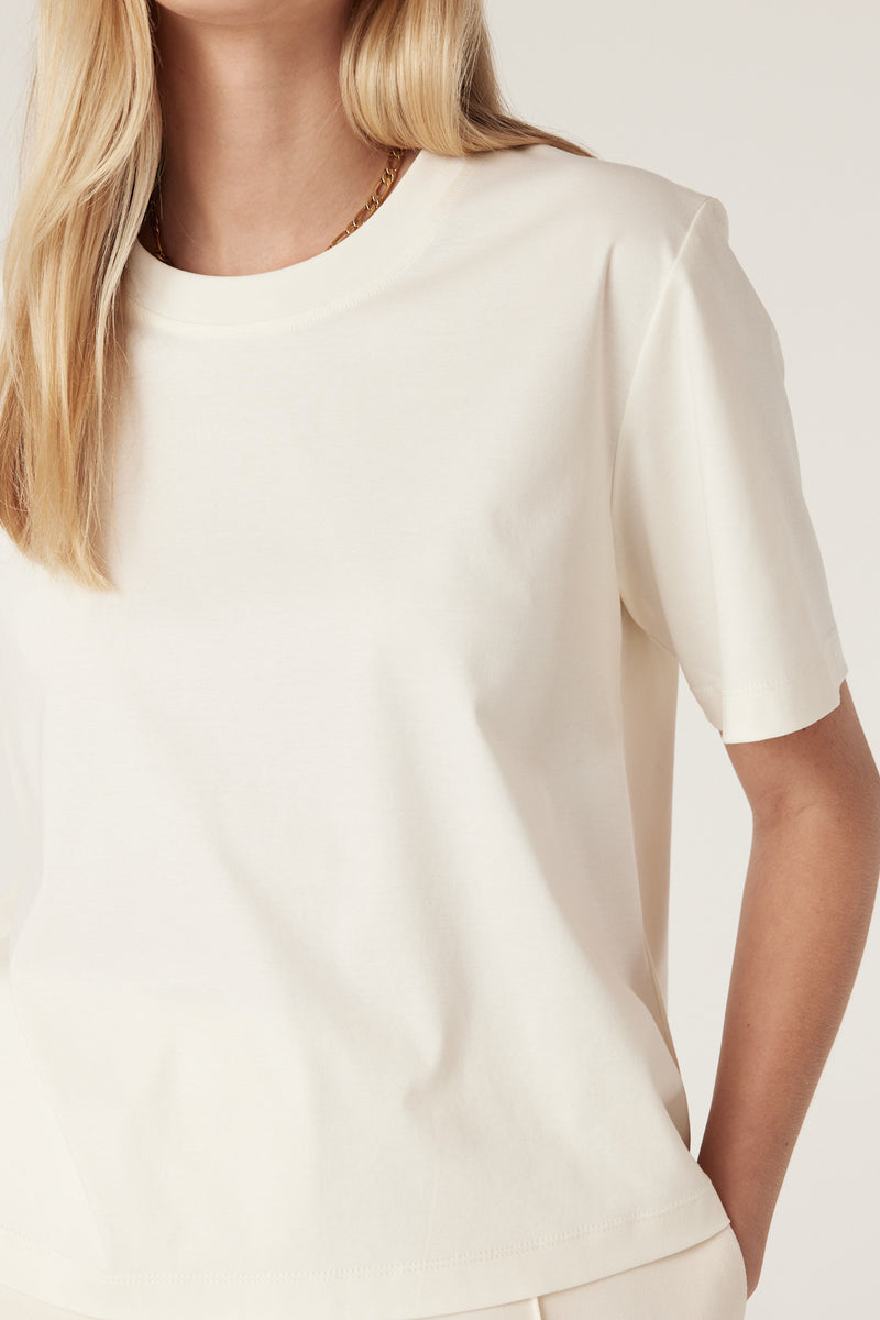 Pima Boxy Tee - Ecru-Basics-Cable Melbourne