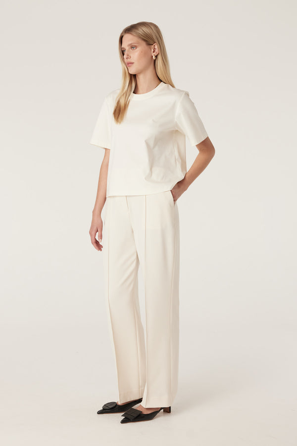 Pima Boxy Tee - Ecru-Basics-Cable Melbourne