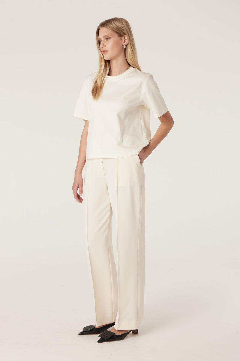 Pima Boxy Tee - Ecru-Basics-Cable Melbourne