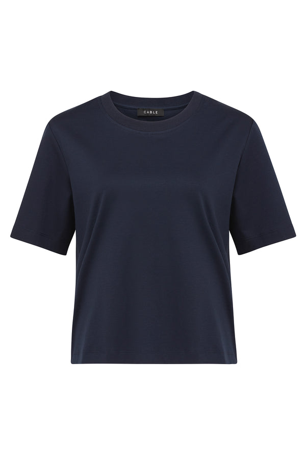 Pima Boxy Tee - Navy-Basics-Cable Melbourne