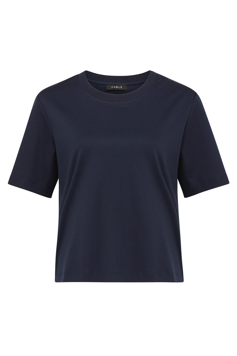 Pima Boxy Tee - Navy-Basics-Cable Melbourne