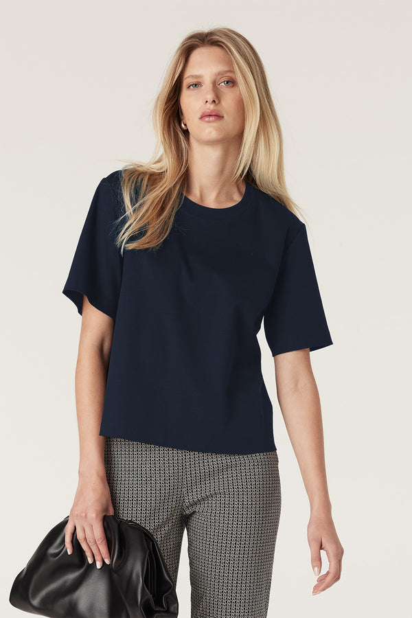 Pima Boxy Tee - Navy-Basics-Cable Melbourne