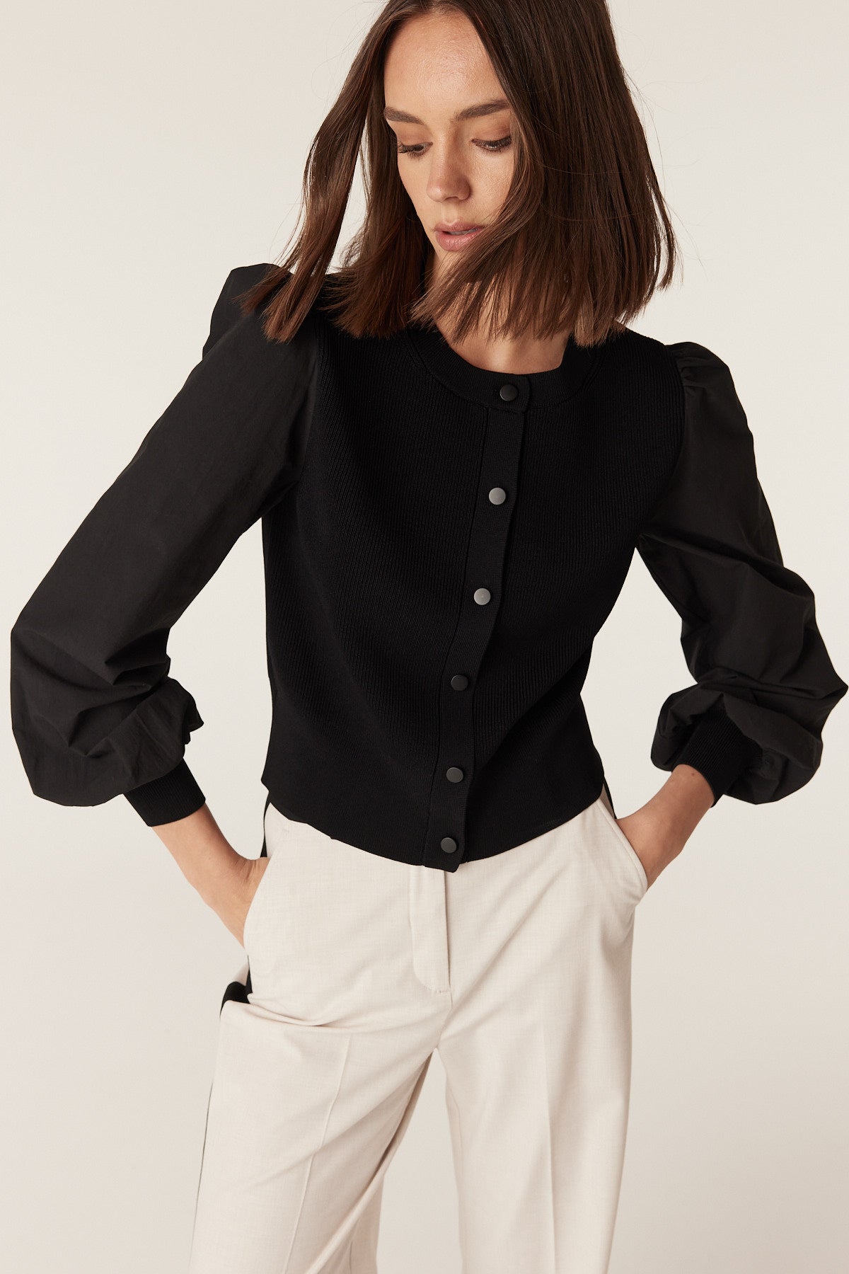 Crepe Spring Cardigan - Black – Cable Melbourne