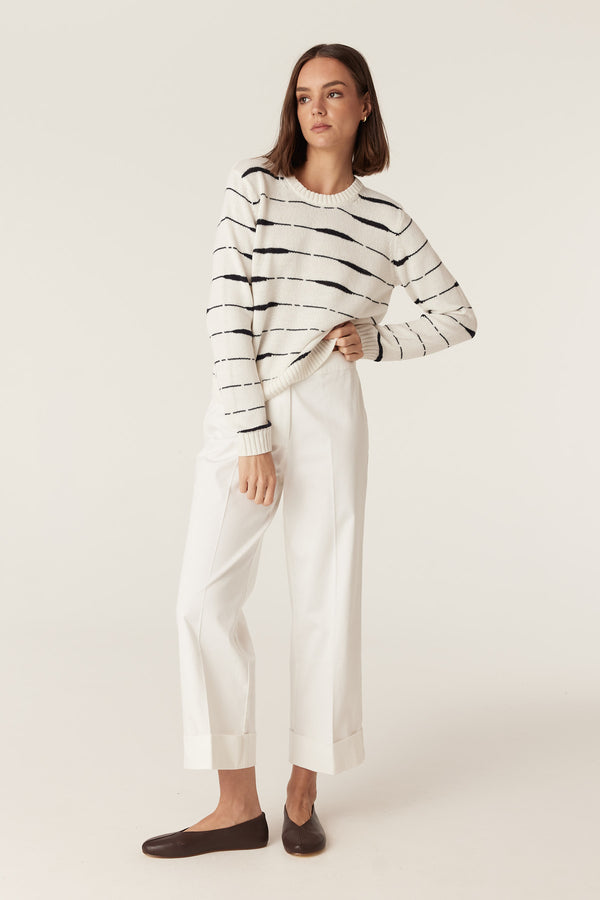 Flax Crew Jumper - Navy Stripe