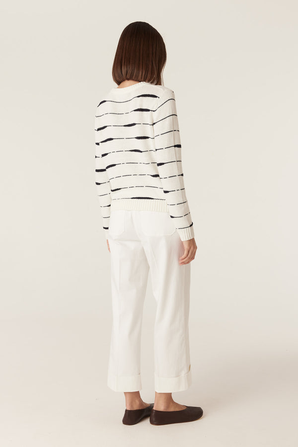 Flax Crew Jumper - Navy Stripe