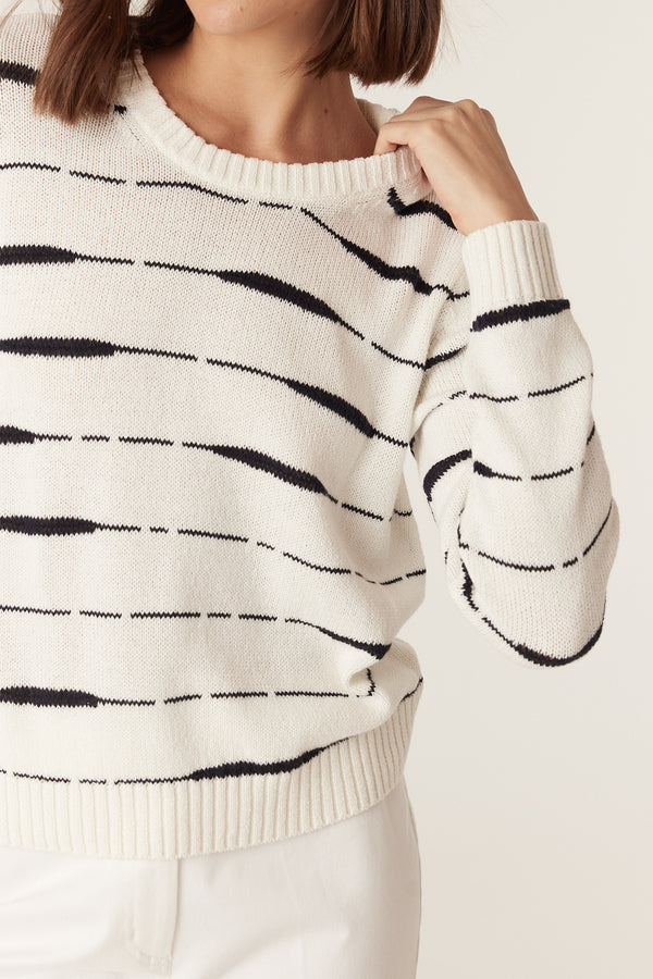 Flax Crew Jumper - Navy Stripe