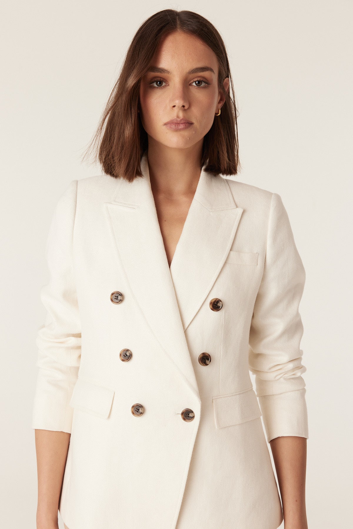 Brigitte Linen Blazer - White