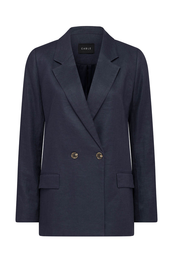 Evelyn Linen Blazer - Navy