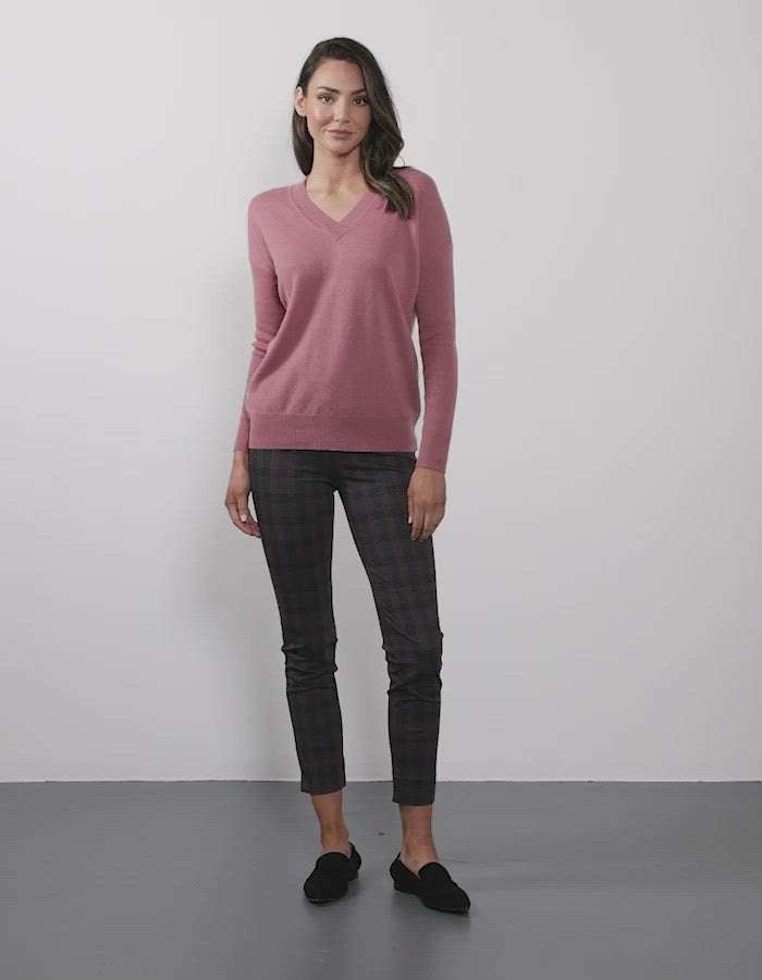 Pure Cashmere V Jumper - Musk