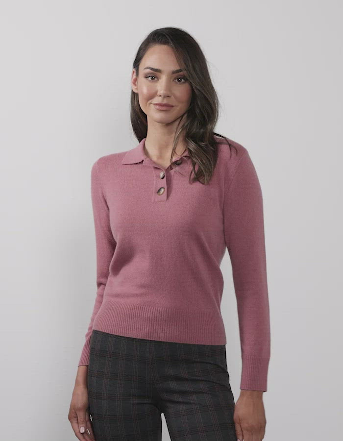 Pure Cashmere Henley Jumper - Musk