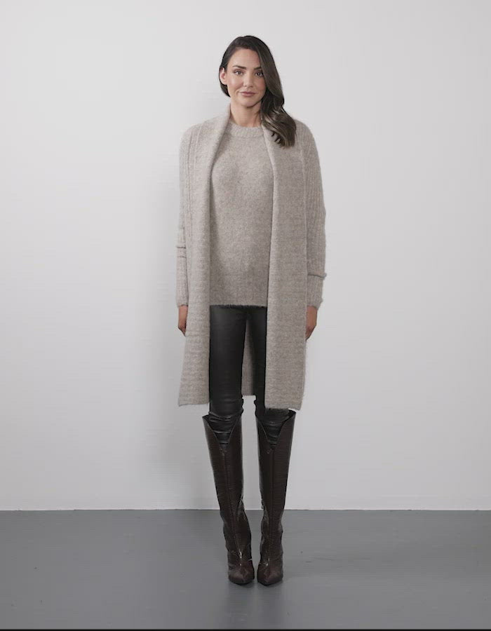 Greta Long Cardigan - Wheat