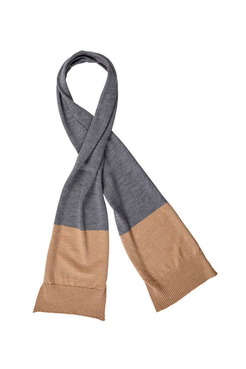 Block Colour Scarf - Grey/Sand-Cable Melbourne-1
